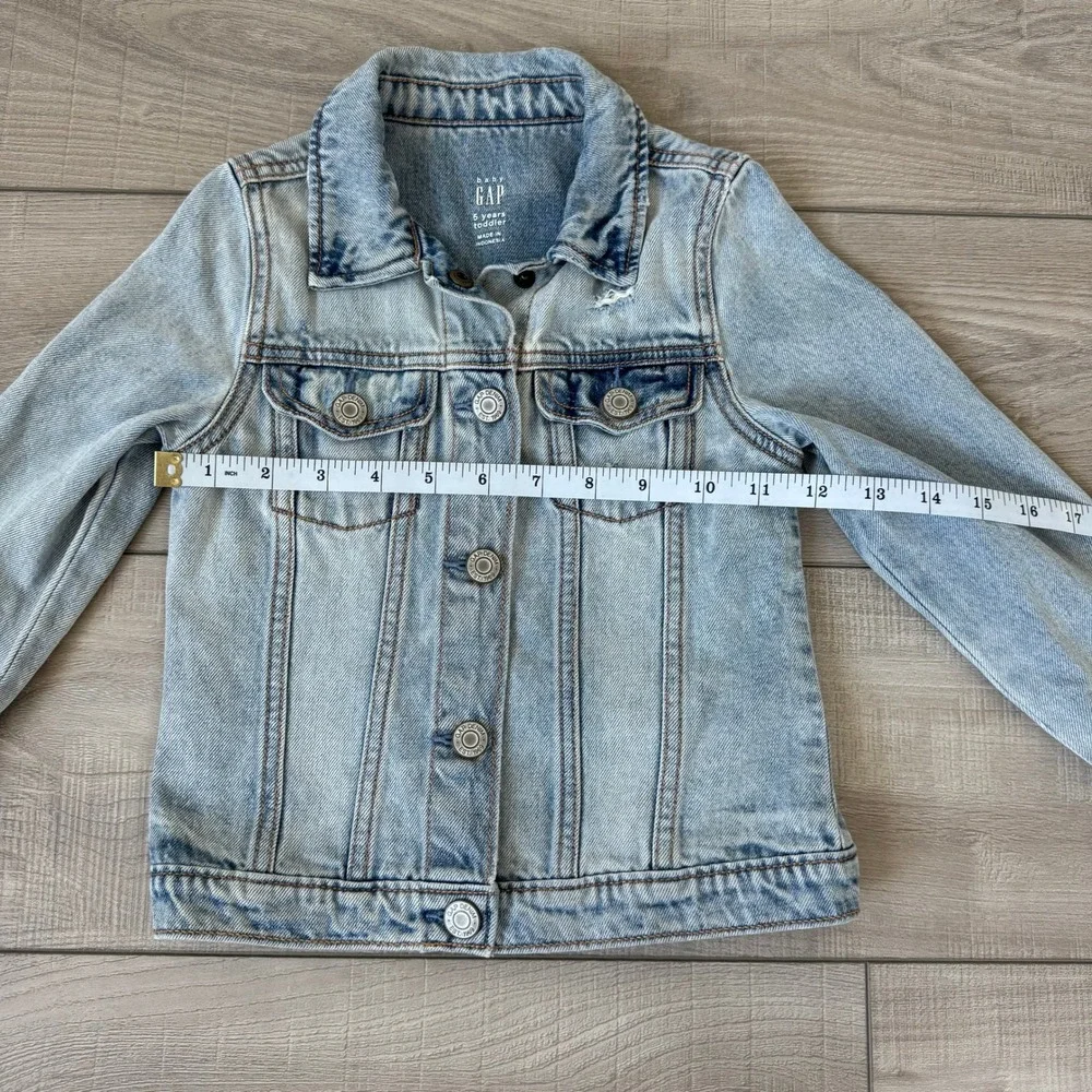 Baby Gap Denim Jacket Toddler 5 Years Light Wash Distressed Trucker